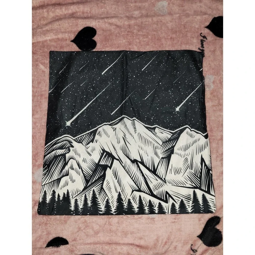 Black and white decorative Mountain Skyline Pillow case